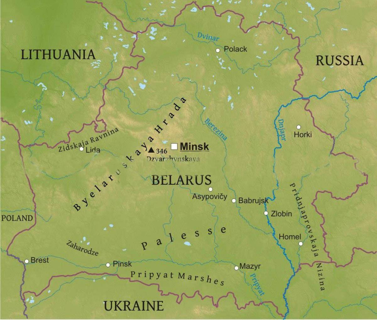 Belarus fiziki haritası 