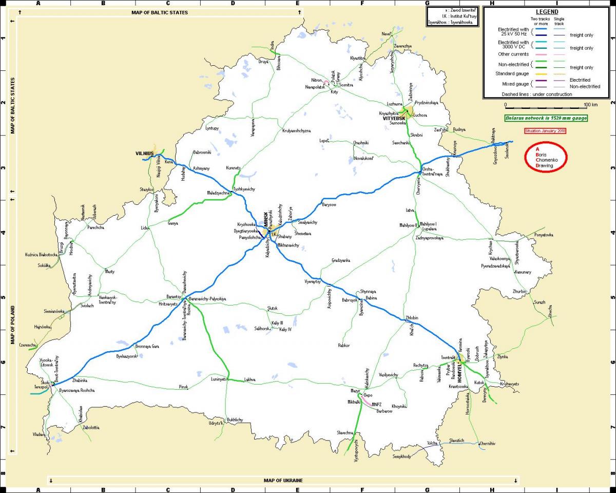 Belarus demiryolları haritası
